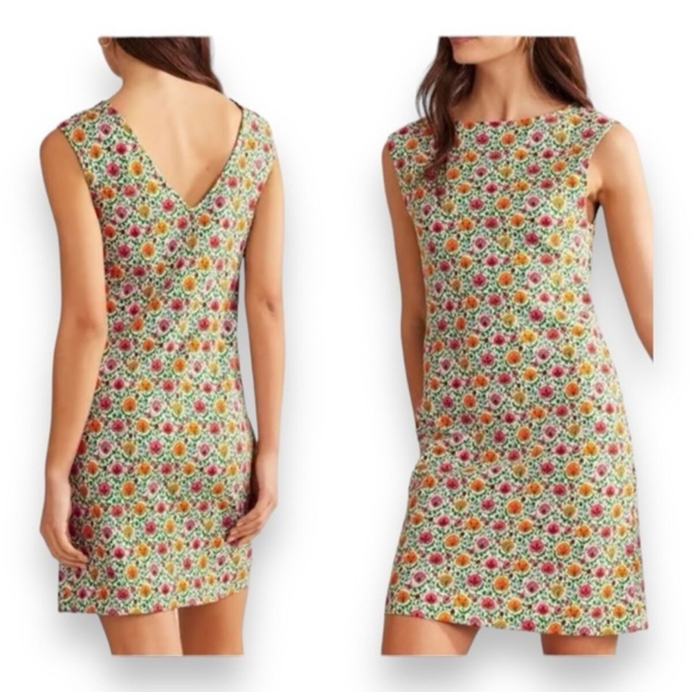 NWOT Boden Floral Sleeveless Jersey Shift Dress Green Enchanting Bloom Size 2